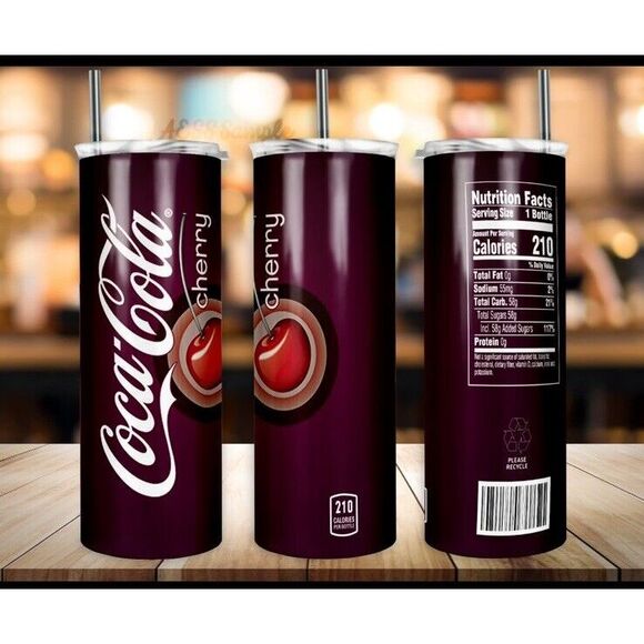 Other - Cherry Cola Custom Made 20 oz Stainless Steel Tumbler‎ w/Straw~Soda~Soft Drink